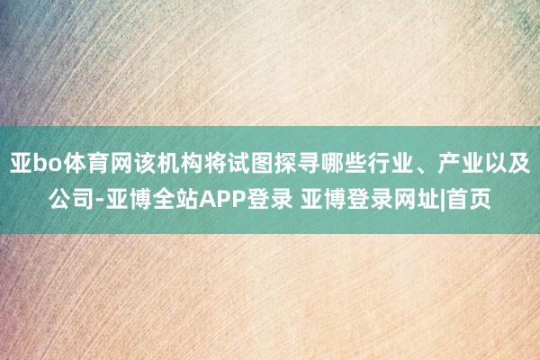 亚bo体育网该机构将试图探寻哪些行业、产业以及公司-亚博全站APP登录 亚博登录网址|首页