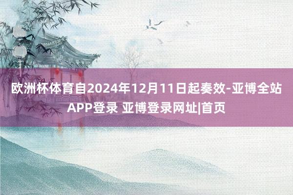 欧洲杯体育自2024年12月11日起奏效-亚博全站APP登录 亚博登录网址|首页