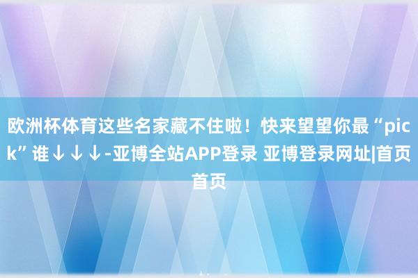 欧洲杯体育这些名家藏不住啦！快来望望你最“pick”谁↓↓↓-亚博全站APP登录 亚博登录网址|首页