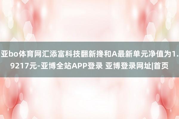 亚bo体育网汇添富科技翻新搀和A最新单元净值为1.9217元-亚博全站APP登录 亚博登录网址|首页