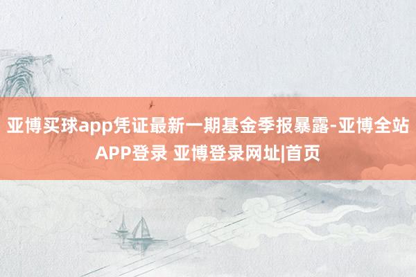 亚博买球app凭证最新一期基金季报暴露-亚博全站APP登录 亚博登录网址|首页