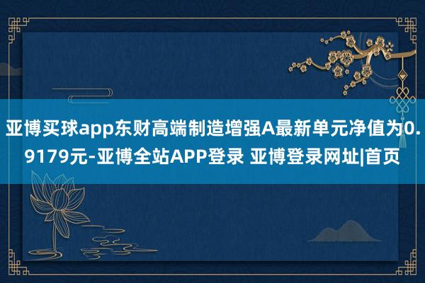 亚博买球app东财高端制造增强A最新单元净值为0.9179元-亚博全站APP登录 亚博登录网址|首页