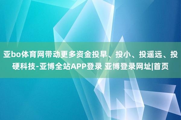 亚bo体育网带动更多资金投早、投小、投遥远、投硬科技-亚博全站APP登录 亚博登录网址|首页